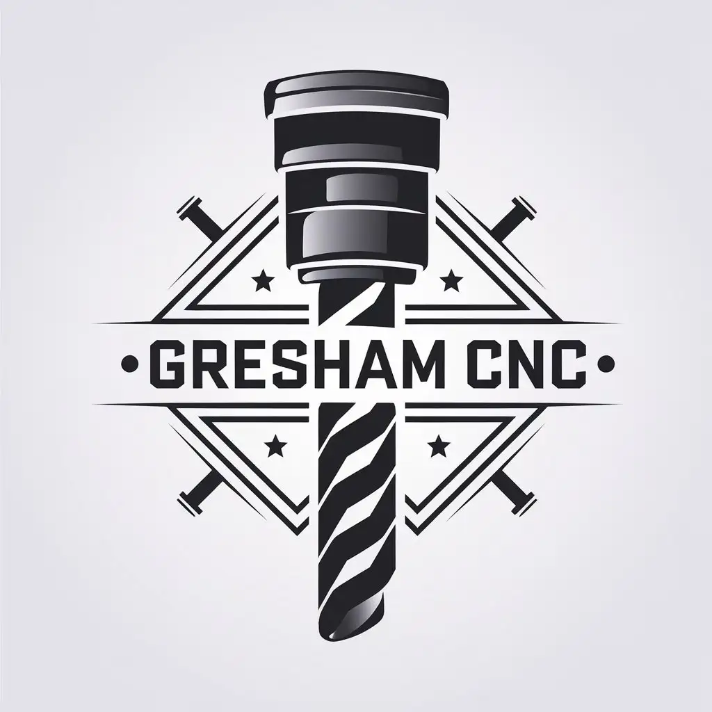 LOGO Design for Gresham CNC Minimalistic Vector with CNC Drill Bit for Construction Industry