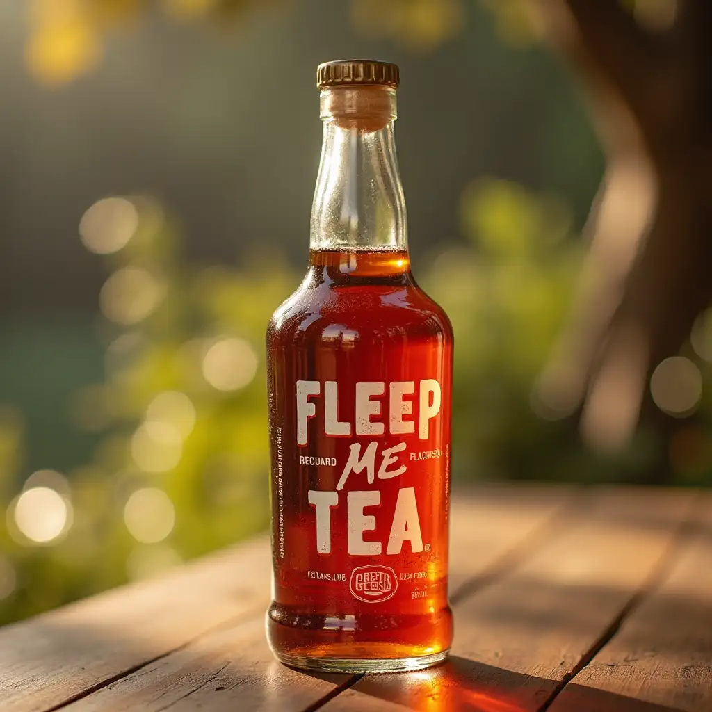 A bottle of alcoholic drink named Fleep me tea