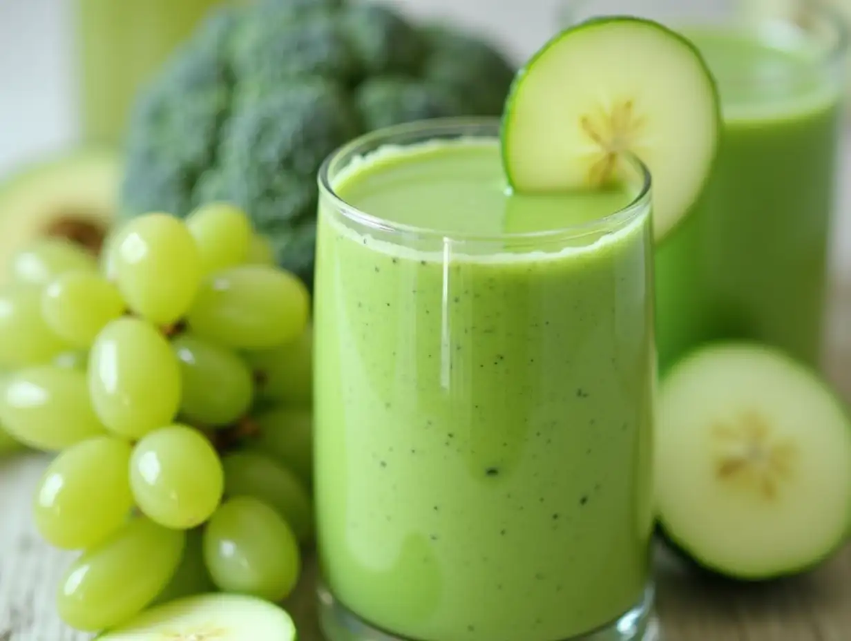 Vibrant-Green-Detox-Smoothie-with-Cucumber-Broccoli-Apple-Kale-and-Grapes