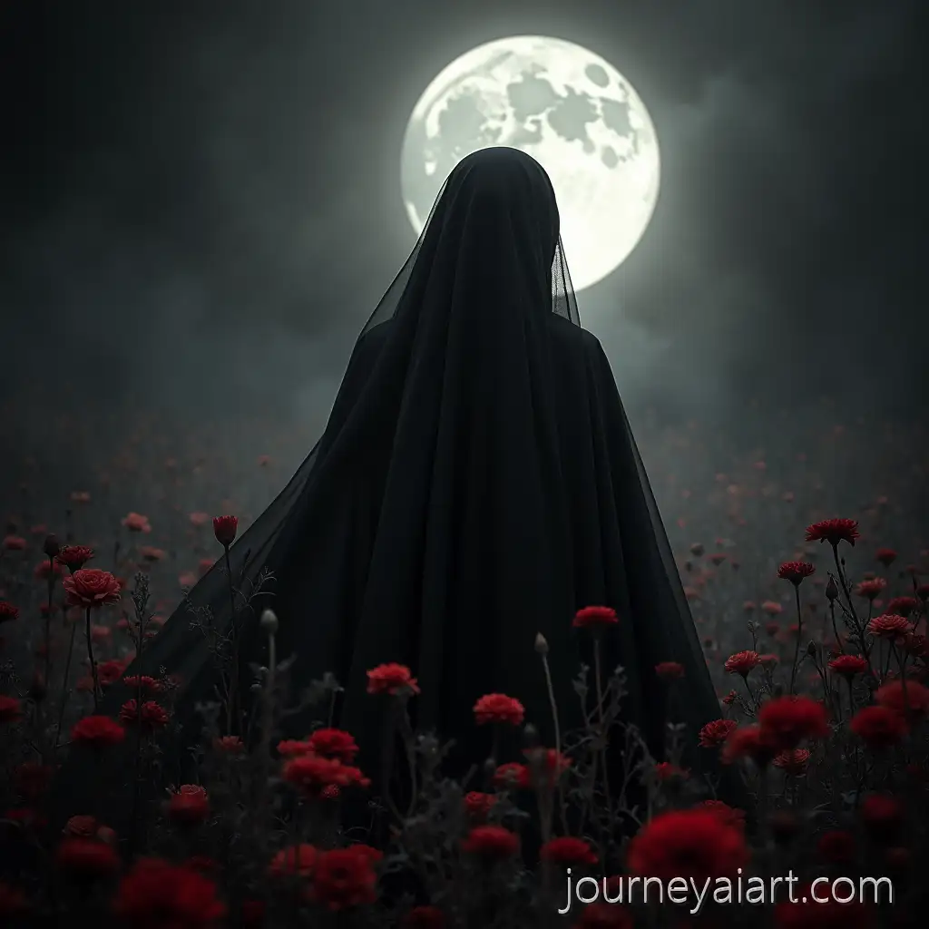 MoonlitKarbala-Muharram-Tribute-Flowers-and-Muharram-Mourning-in-Black-and-Grey