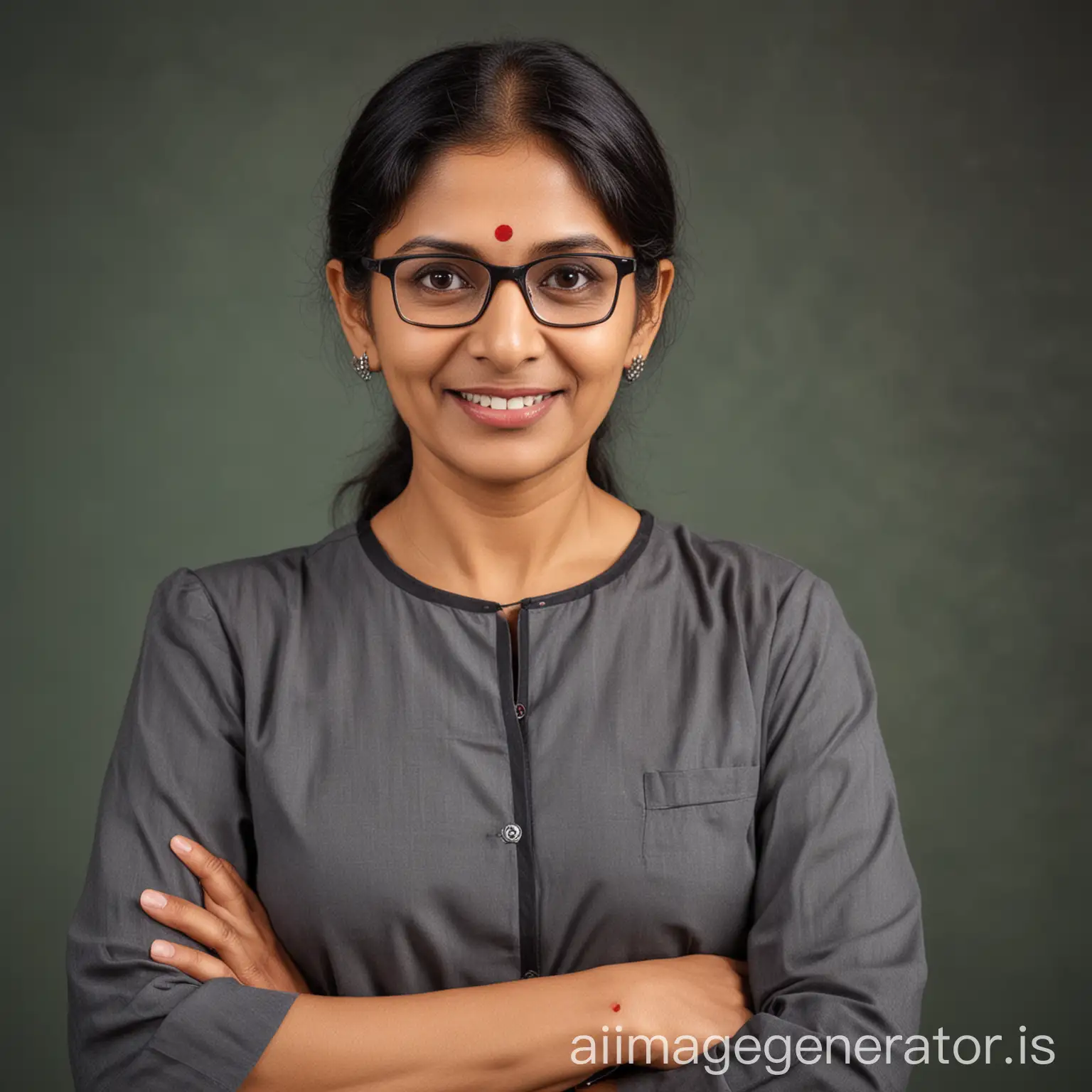 Middleaged-Indian-Woman-Teacher-in-Classroom