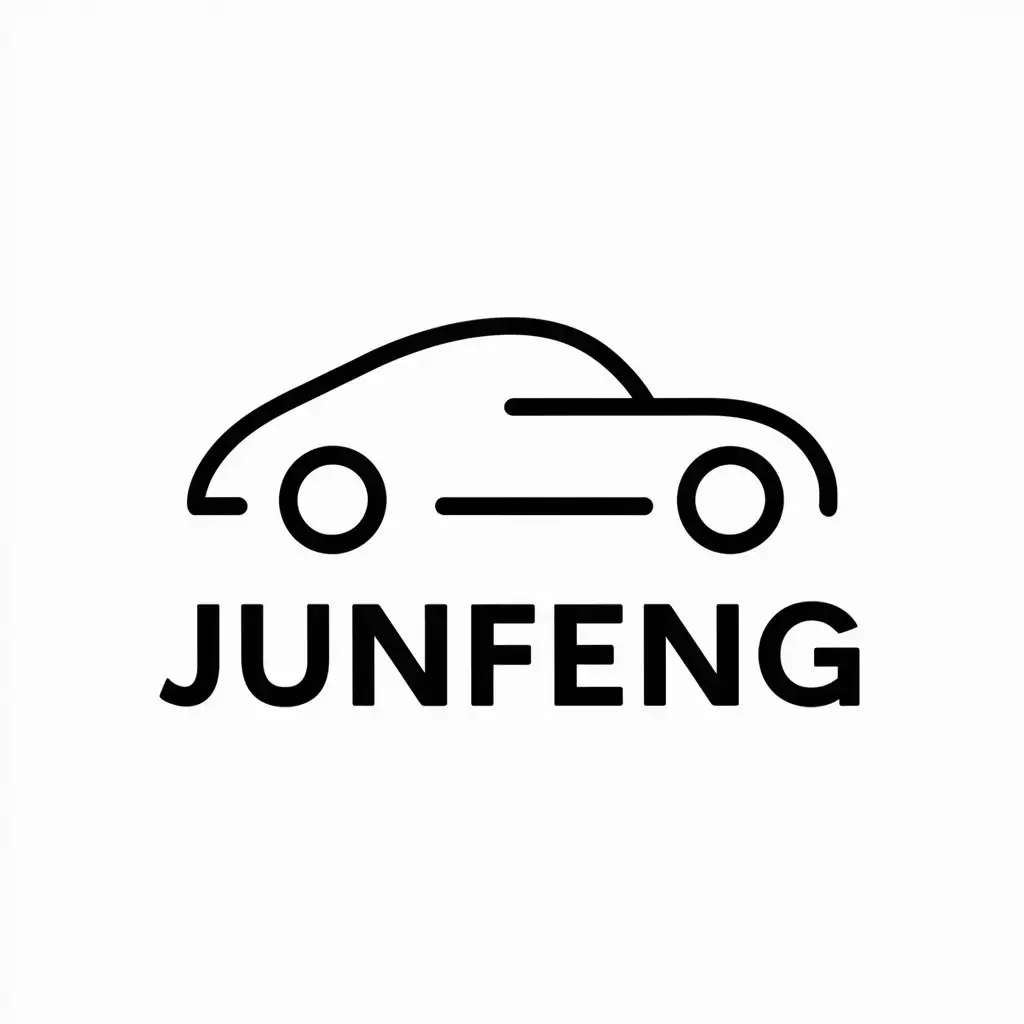 a vector logo design,with the text "Junfeng", main symbol:car,Minimalistic,be used in car industry,clear background