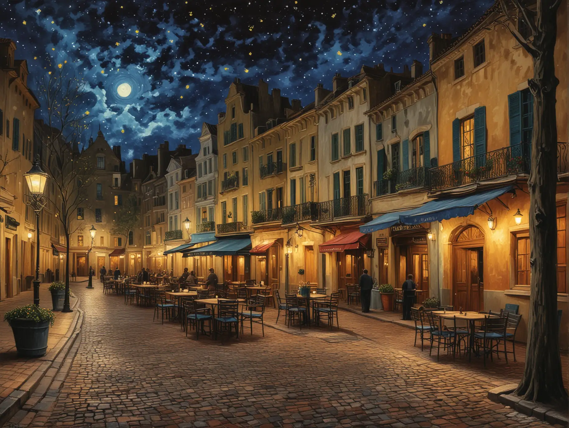 European-Plaza-at-Night-with-Warm-Lamplights-and-Starry-Sky