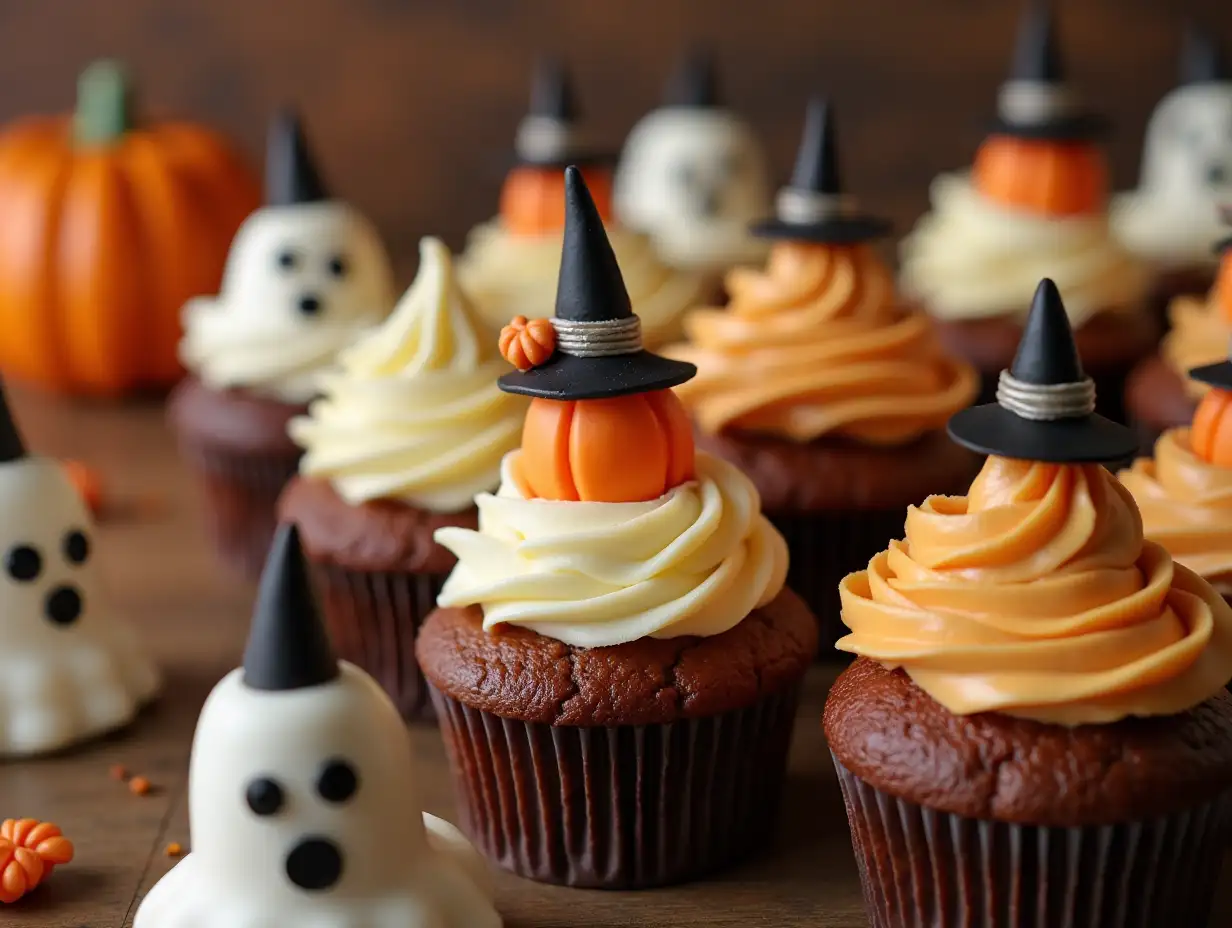 Spooky-Halloween-Muffins-Festive-Treats-with-Ghosts-Pumpkins-and-Witch-Hats