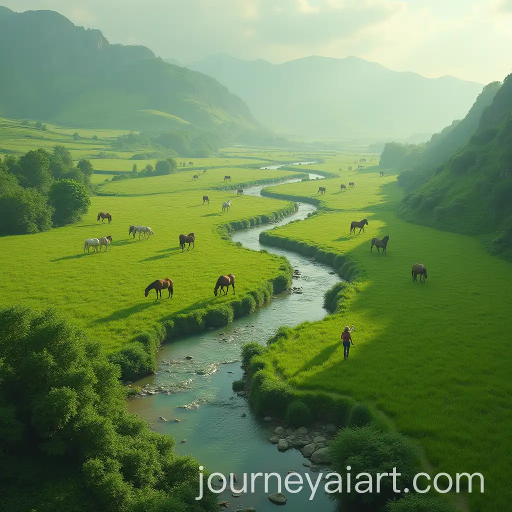Green-Fields-with-Horses-Women-Rivers-and-Buildings