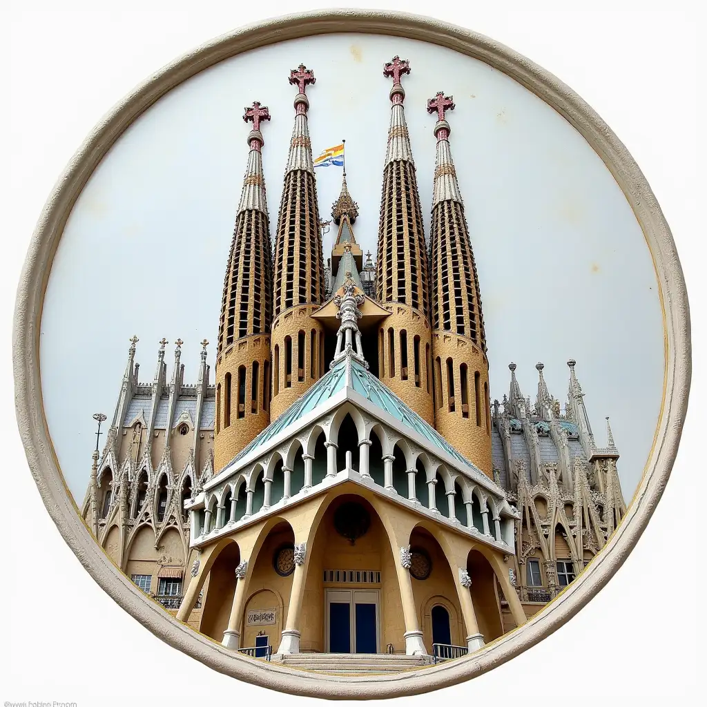 Circle Logo of Sagrada Familia at Placa de Gaudi