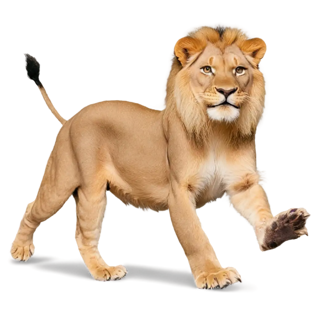 Scared-Lion-Running-Towards-the-Right-Side-PNG-HighQuality-Transparent-Image-for-Various-Uses