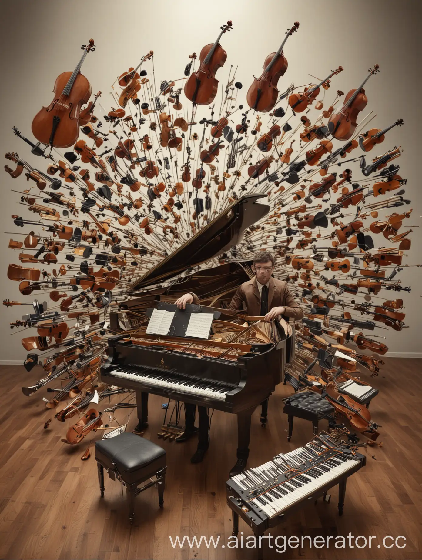 Pianist-Surrounded-by-Floating-Musical-Instruments