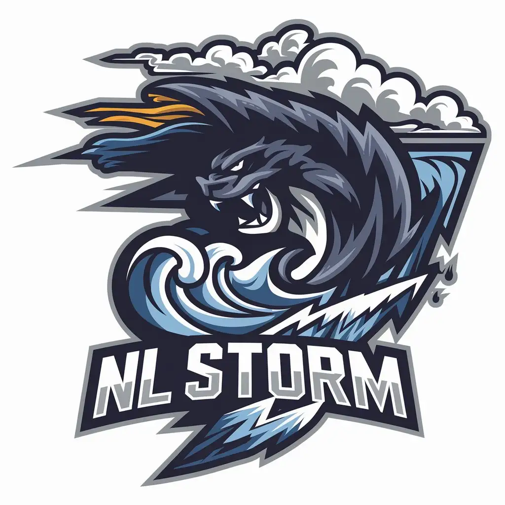 LOGO Design for NL Storm Navy Light Blue Black and White with Wind Waves Snow and Rain Elements