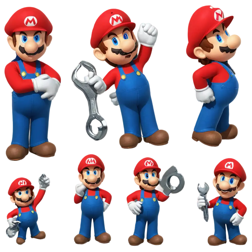 Super-Mario-PNG-with-Wrench-Mechanic-Poses-for-HighQuality-Image-Use