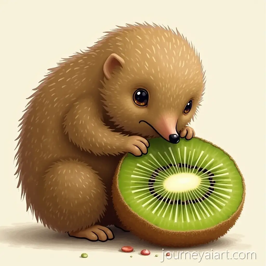 Kiwi-Bird-Eating-a-Kiwi-Fruit-in-a-Realistic-Square-Composition