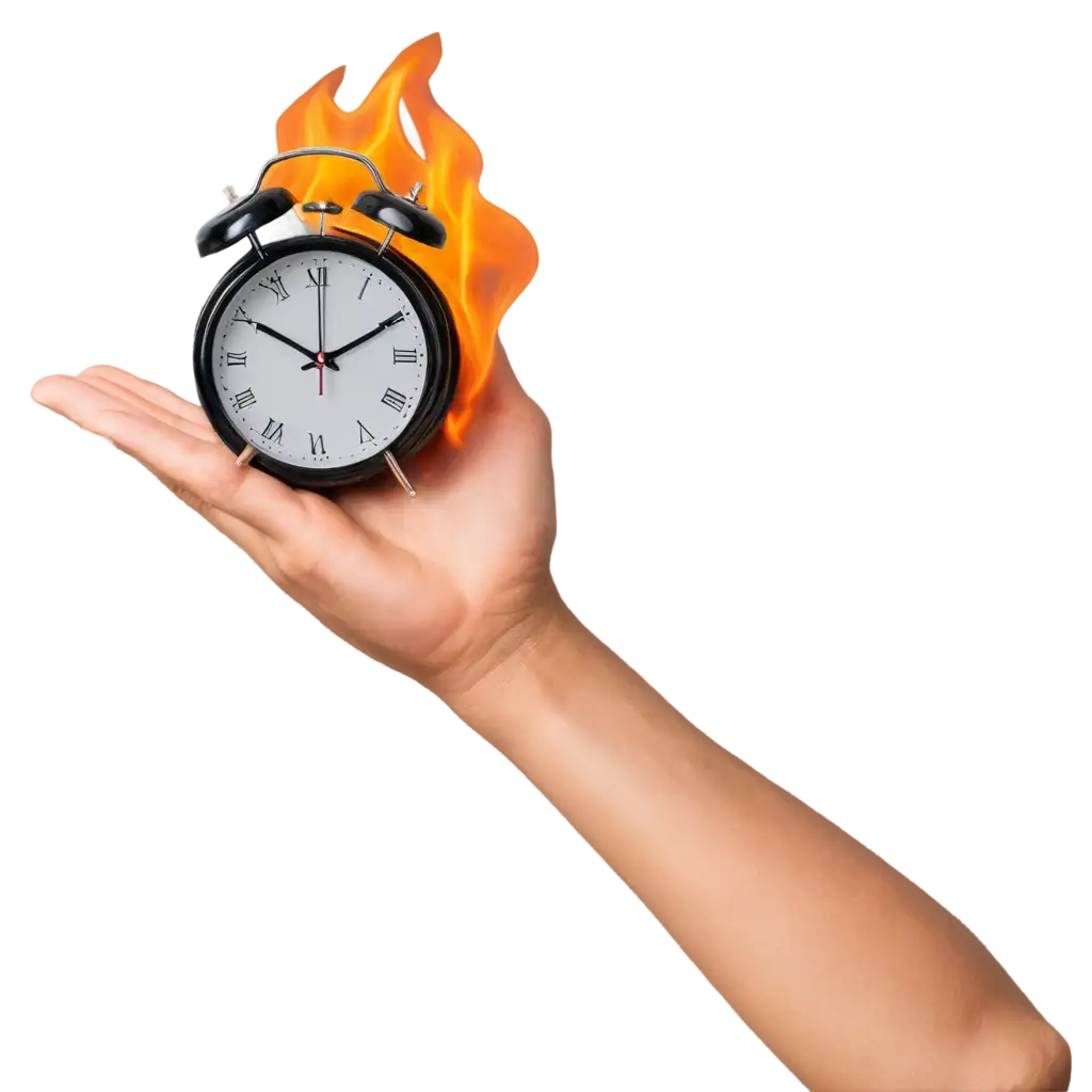 Burning-Clock-in-Hand-PNG-Symbolizing-Time-and-Transformation-in-HighQuality-Imagery