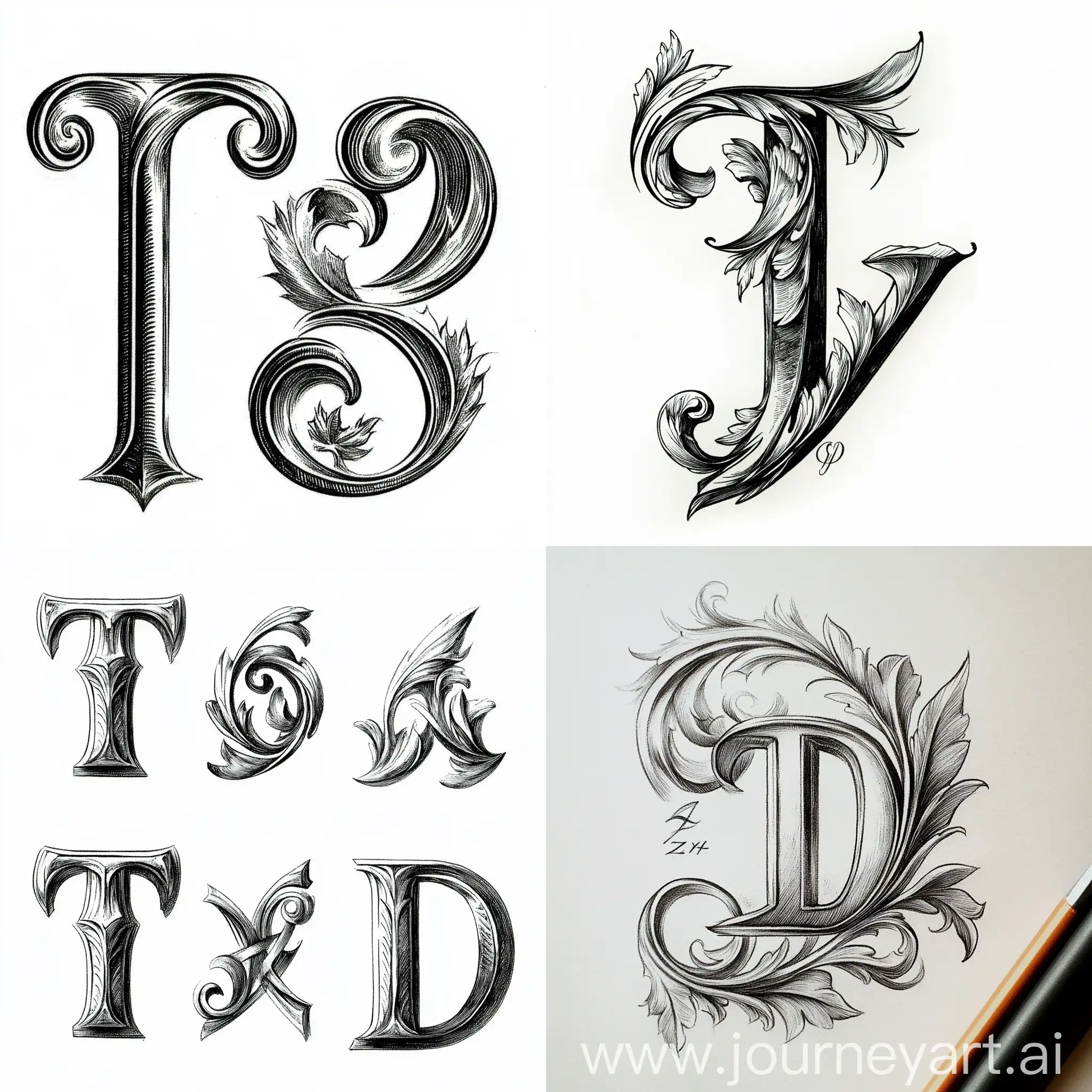 Abstract-Ornamental-Design-with-Letters-T-Z-D-Mixed