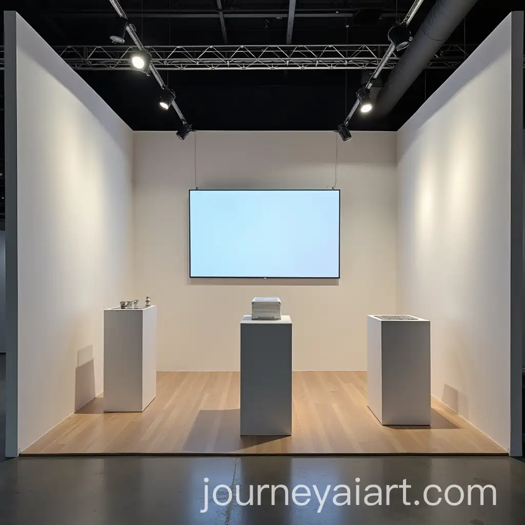Modern-Art-Exhibition-Space-with-LED-Screen-and-Display-Plinths