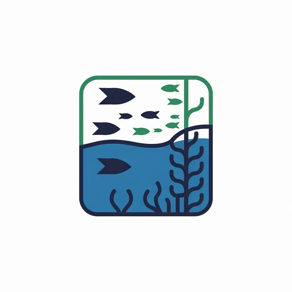 LOGO Design for Lake Baikal Aquarium Blue Green with Fish and Underwater World Theme