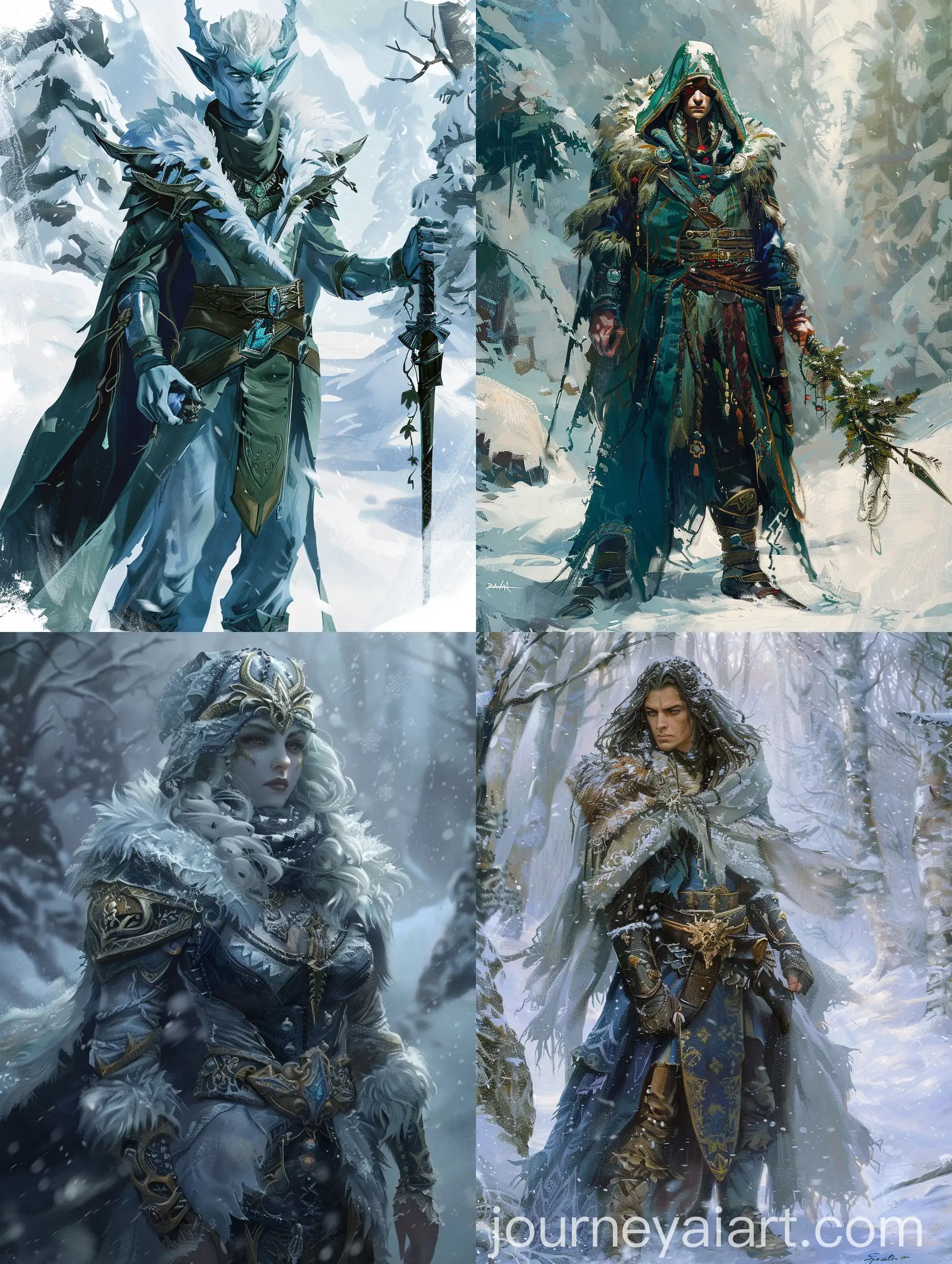 Winter-Eladrin-DND-Character-Portrait-with-Magical-Aura