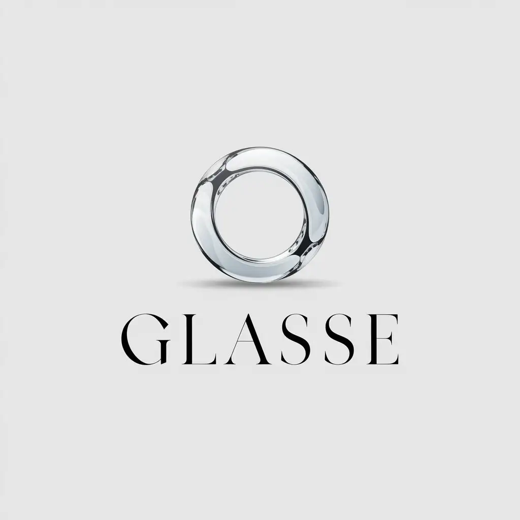 LOGO Design for Glasse Unique Translucent Clear Quartz Ring with Classical Font and Minimalistic Style for Home Family Industry