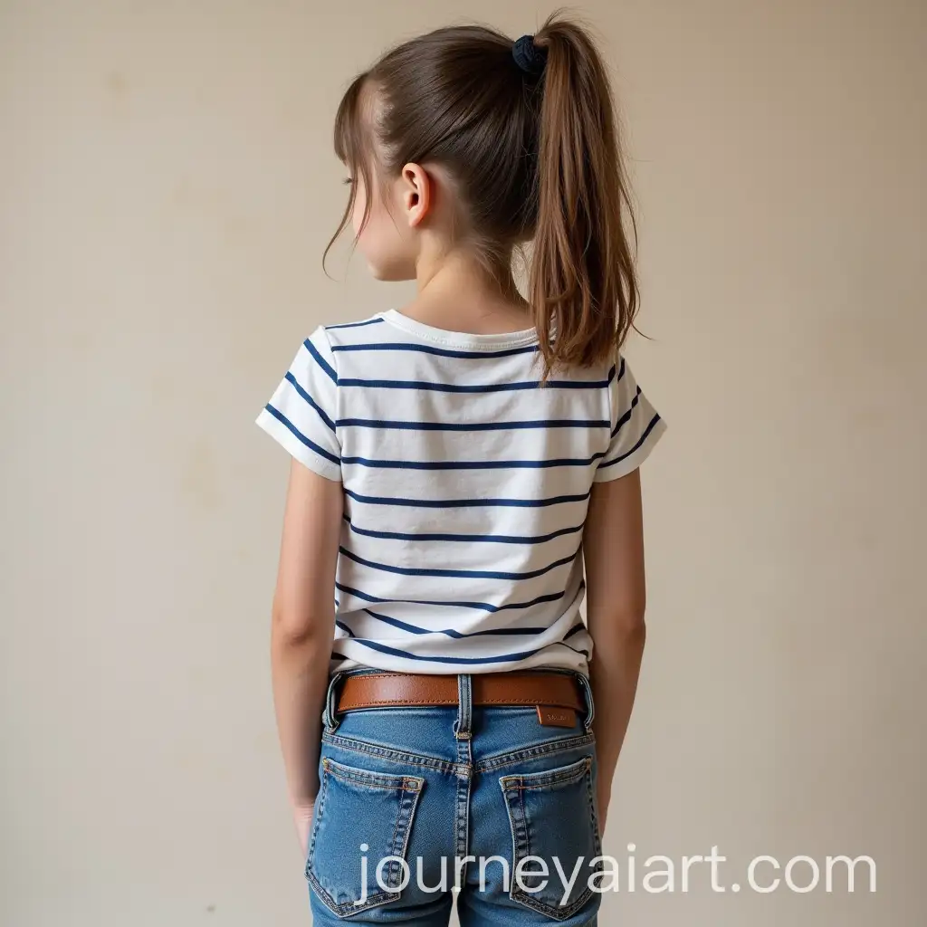 Teen-Girl-Wearing-Striped-Shirt-and-Jeans-with-Hands-Behind-Back