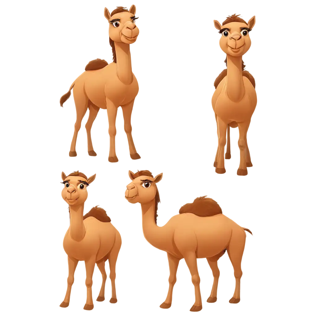 HD-Vector-Camel-Animal-Mascot-PNG-Image-Collection-4-Poses-Expressions