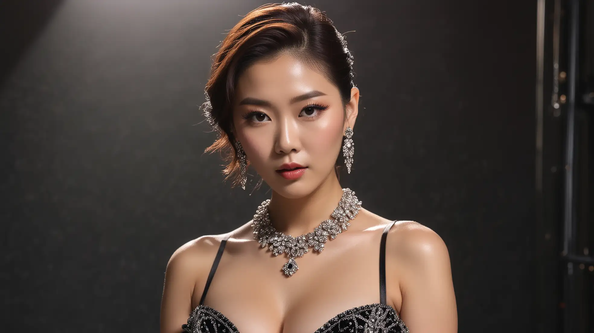 Korean-Race-Queen-Posing-in-Haute-Couture-Jewelry-and-Elegant-Dress