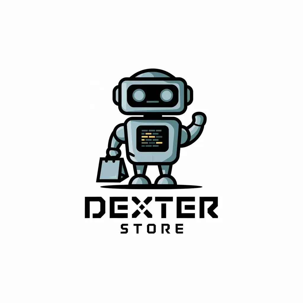 LOGO Design for Dexter Store Modern Vector Design with Coding Elements and Clear Background