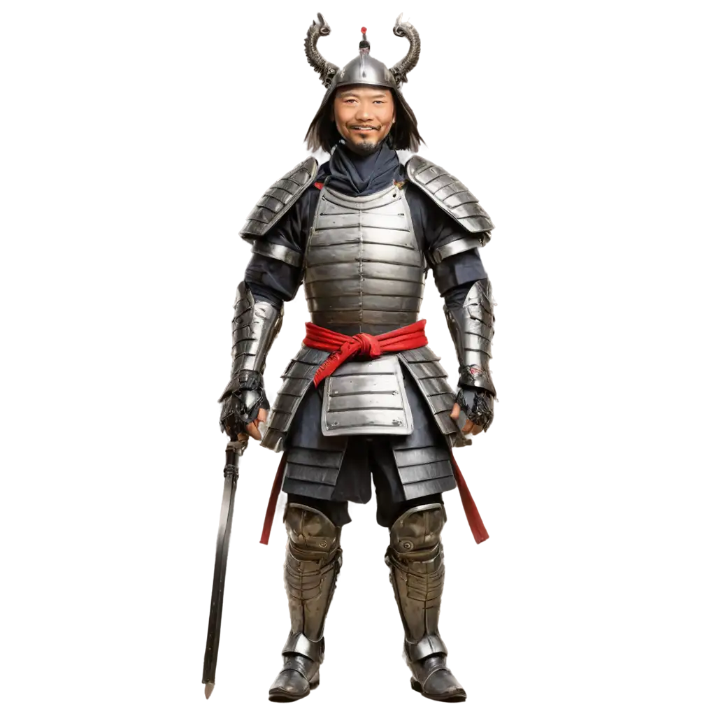 Cartoon-Samurai-in-War-Armor-with-Kind-Smile-PNG-Image-for-Clear-HighQuality-Visuals