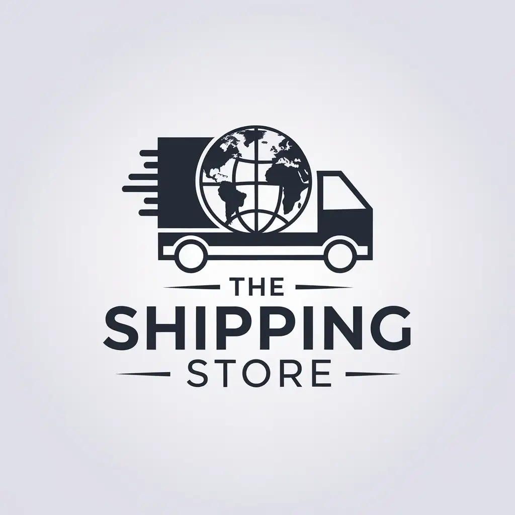 LOGO Design for The Shipping Store World on Shipping Truck with Minimalist Style