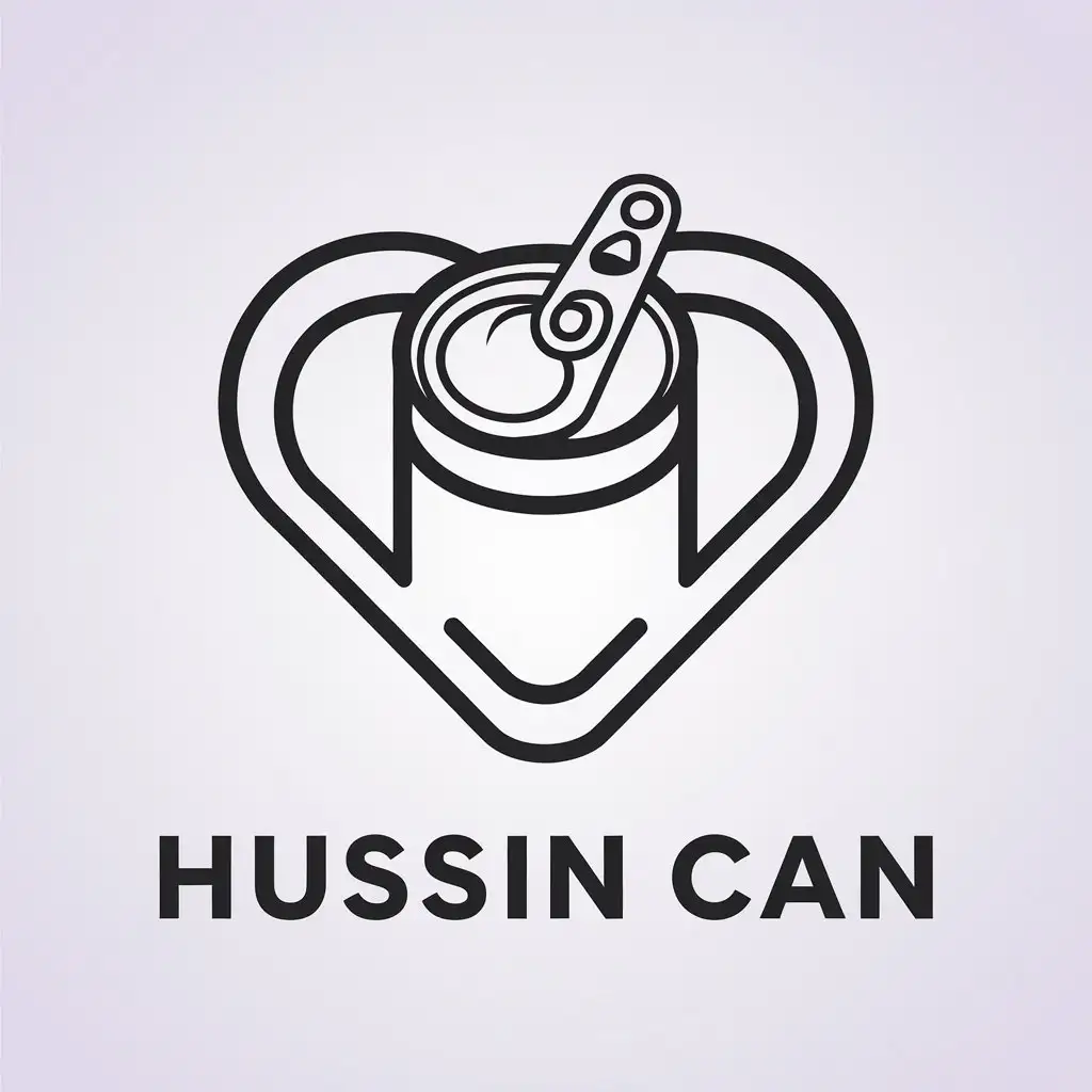 a vector logo design,with the text "HUSSIN CAN", main symbol:CAN,Minimalistic,clear background