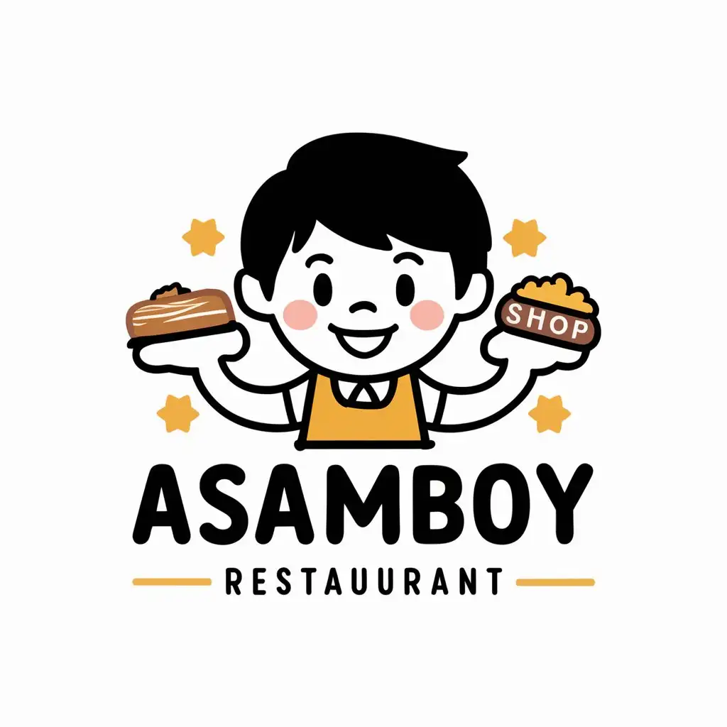 LOGO-Design-For-AsamBoy-Cartoon-Style-with-Cheerful-Young-Boy-for-Restaurant-Industry