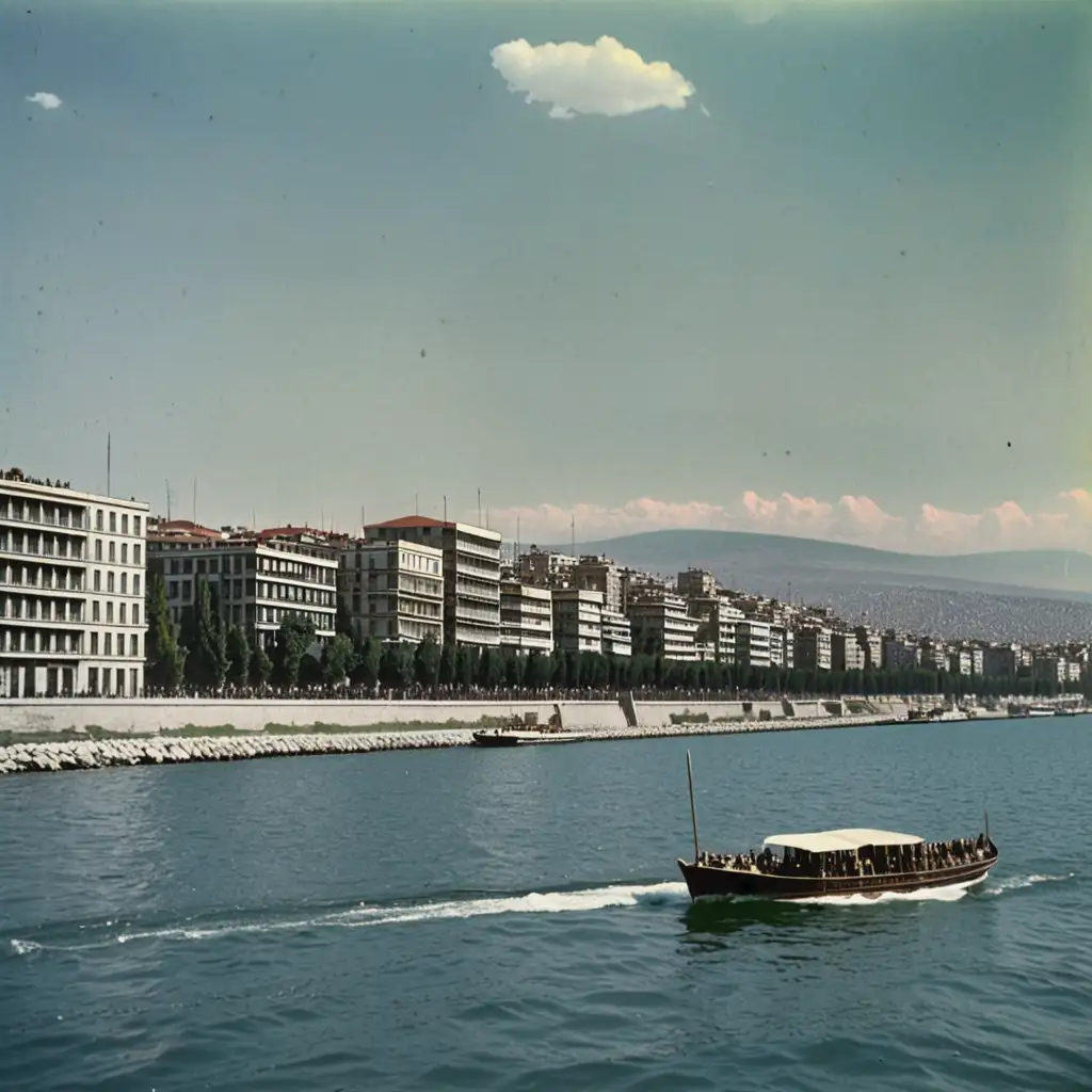 1950s Thessaloniki Cityscape Viewed from the Sea