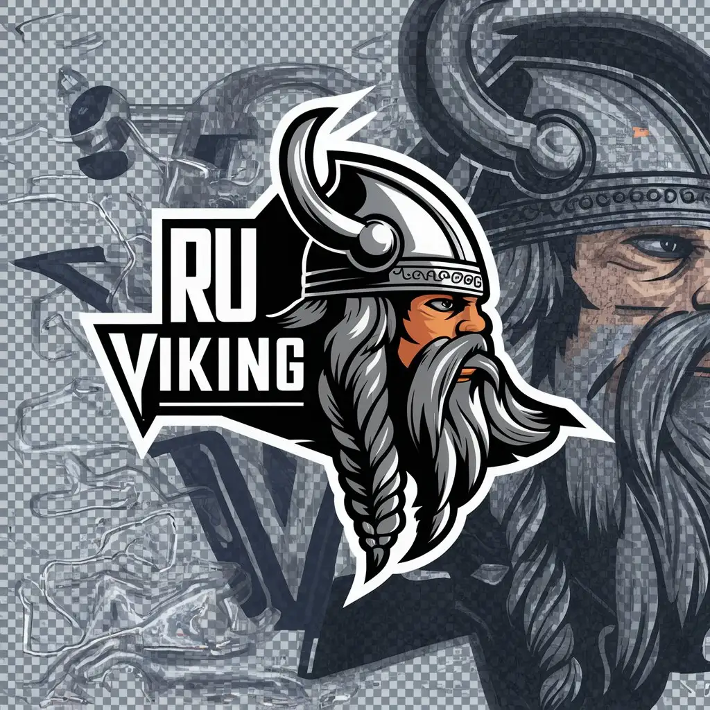 LOGO-Design-for-Ru-Viking-Viking-Face-with-Beard-and-Helmet-Incorporating-Electric-Tool
