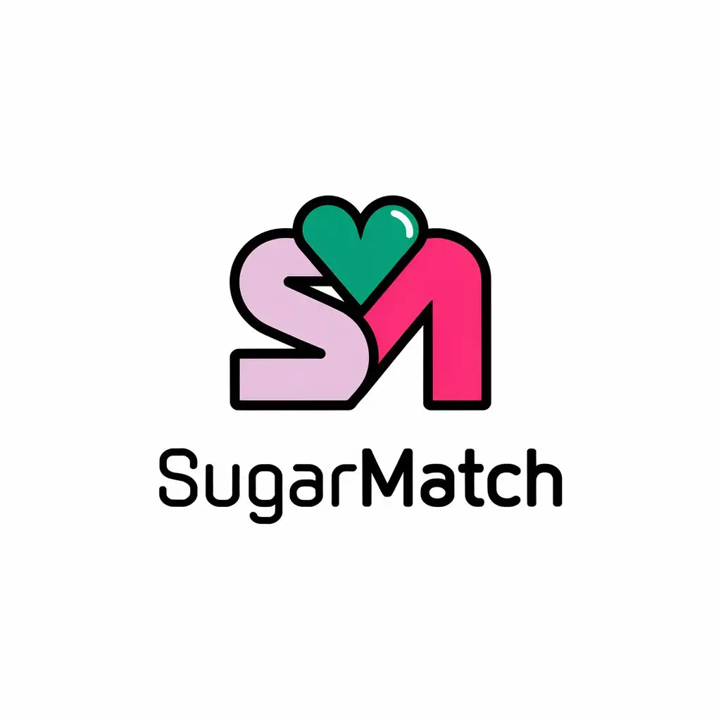 LOGO Design for Sugarmatch Vector Design with Combined S and M for Dating Product