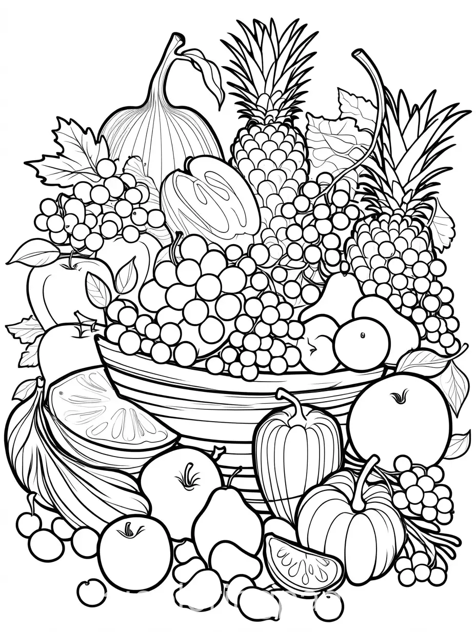 Vibrant-Vegetable-and-Fruit-Absket-Coloring-Page