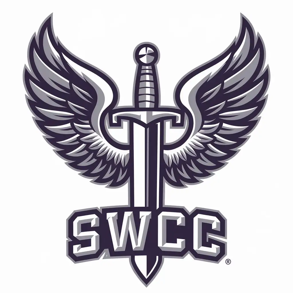 a vector logo design,with the text "SWCC", main symbol:Wings surrounding sword,Moderate,be used in Others industry,clear background