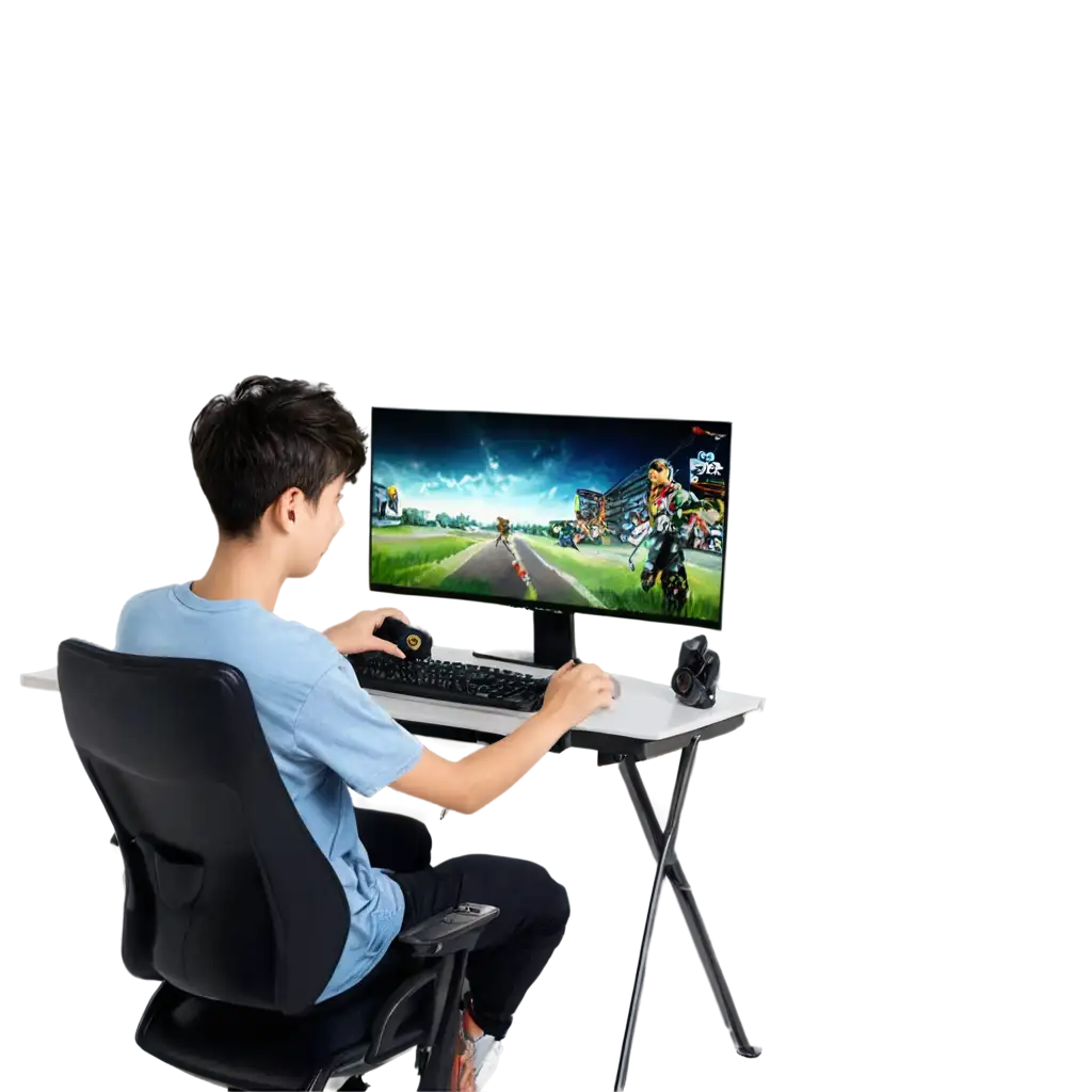 18YearOld-Boy-Gaming-in-His-Room-PNG-Image-HighQuality-Transparent-Background-for-Multiple-Uses