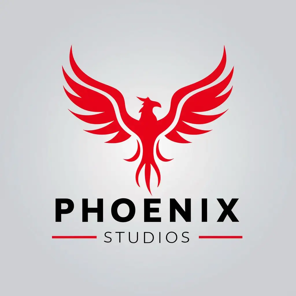 a vector logo design,with the text "Phoenix Studios", main symbol:Phoenix,Moderate,be used in Technology industry,clear background