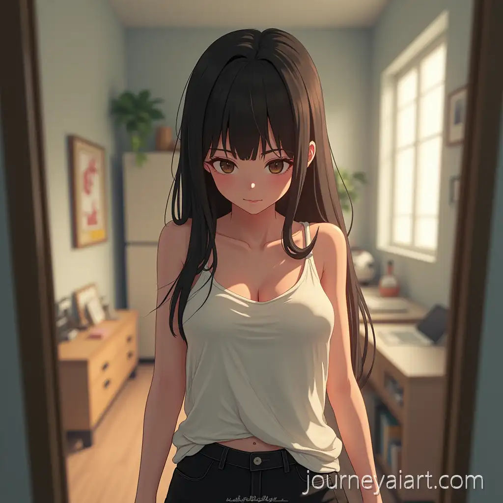 FirstPerson-Perspective-of-a-Girl-in-SleeFirstperson-perspective-girlveless-Tank-Top-and-Black-Shorts