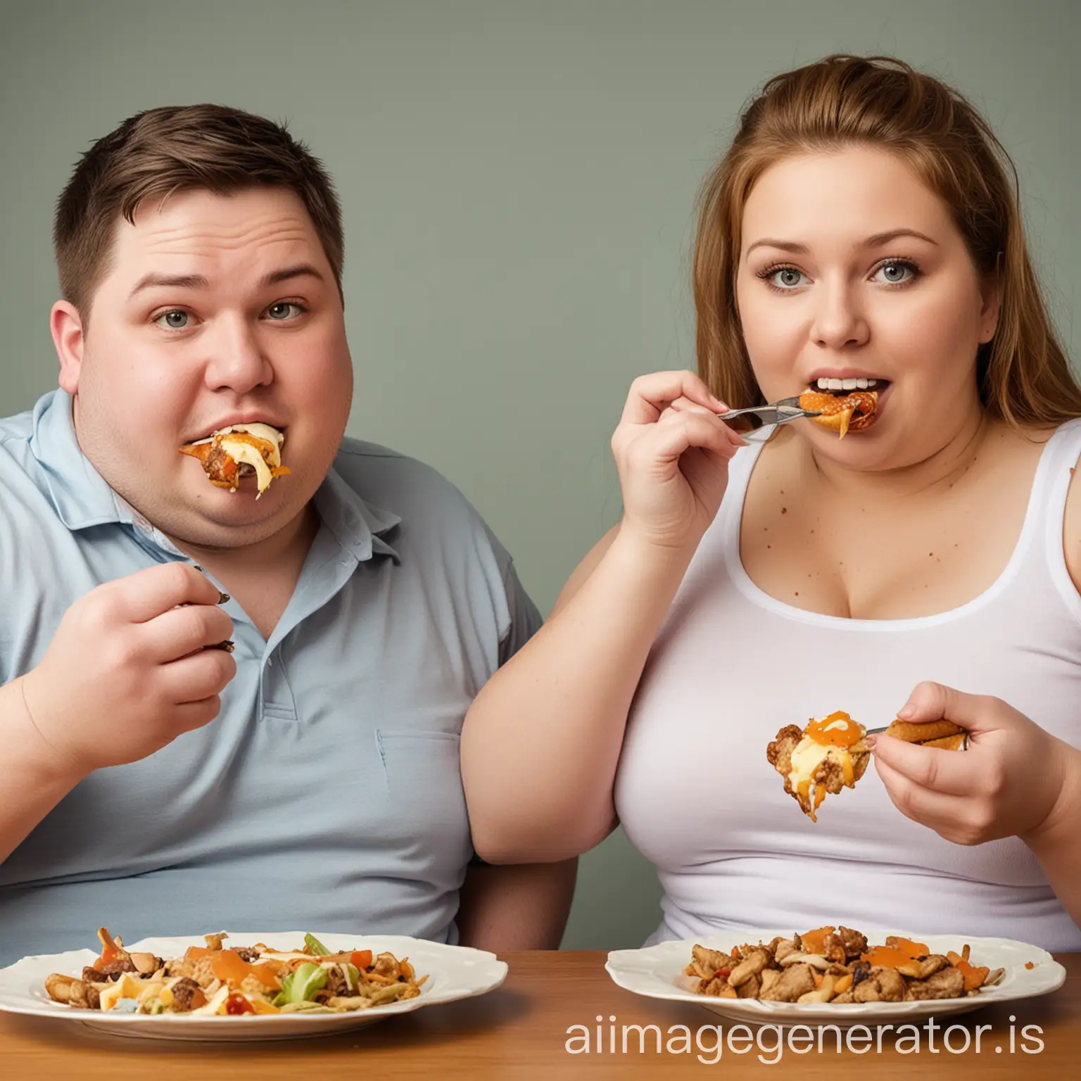 Overweight-Couple-Enjoying-a-Meal-Together