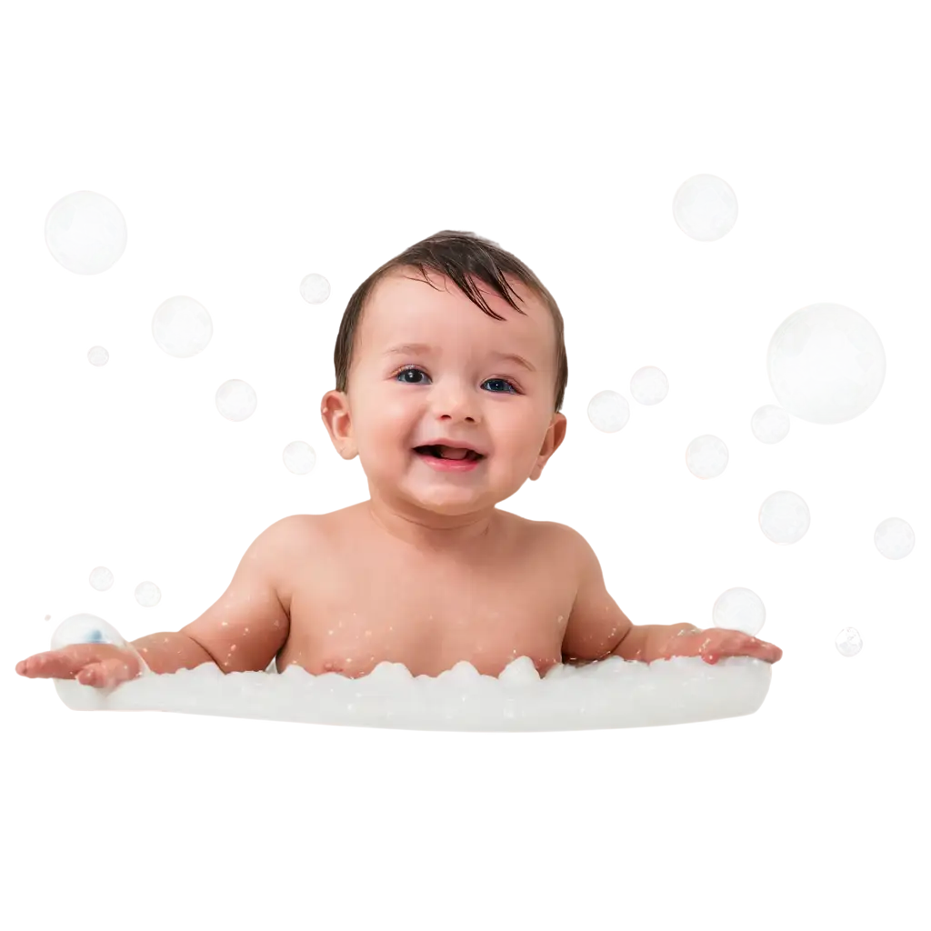 Baby-Bathing-in-a-Bathtub-Surrounded-by-Bubbles-PNG-Image-HighQuality-and-Clear-Design-for-Versatile-Use