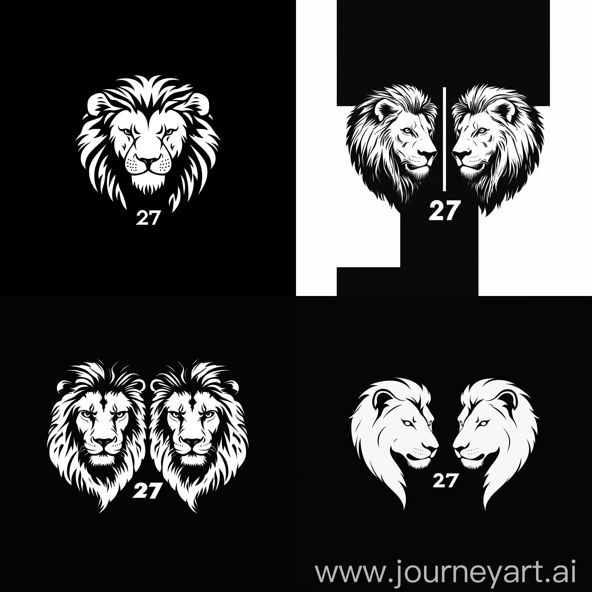 Minimalist-Logo-Design-Two-Lions-Staring-in-Black-and-White