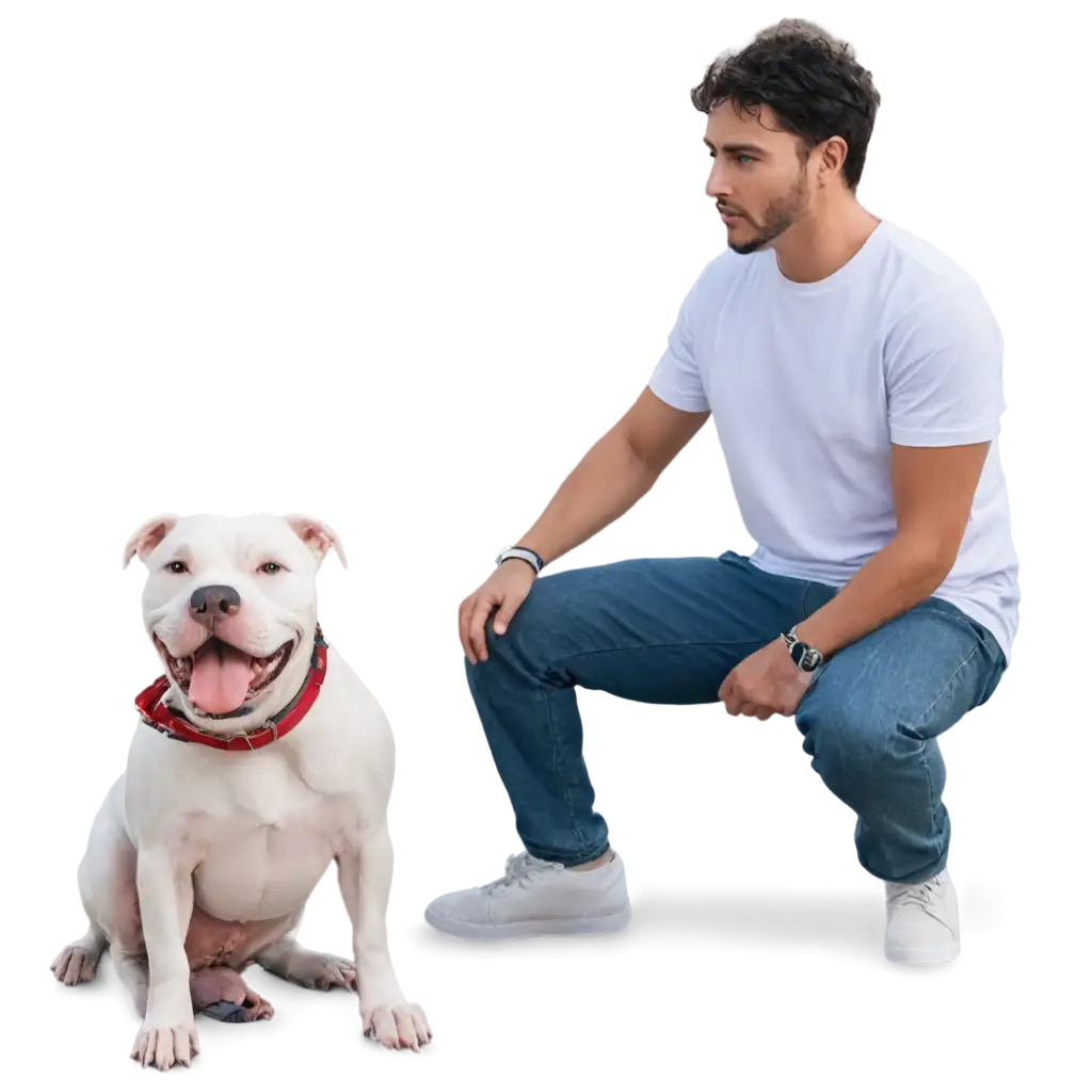 Man-with-Large-Adult-Pitbull-PNG-Serene-Moment-with-a-Faithful-Companion