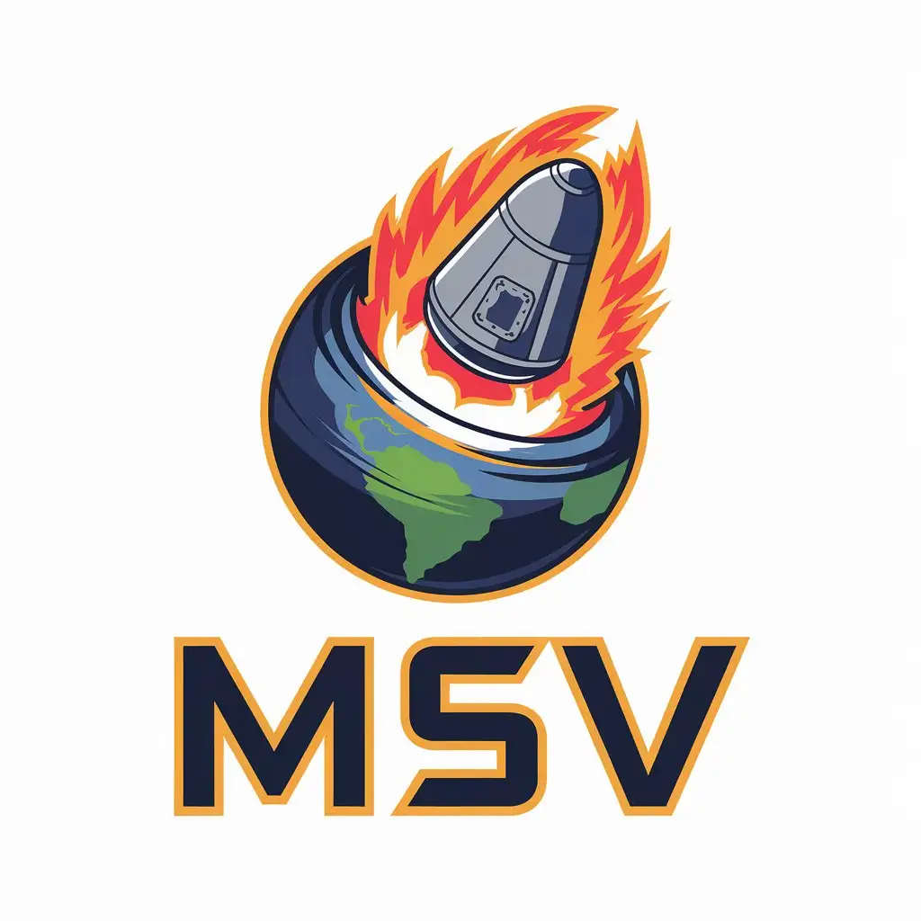 LOGO Design for MSV Entry Capsule Surrounded by Fire and Shock Bow with Earths Atmosphere Theme