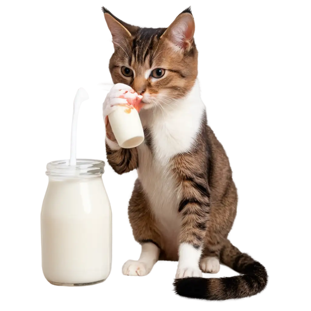 HighQuality-PNG-of-a-Cat-Enjoying-Milk-Perfect-for-Pet-Lovers-and-Digital-Art