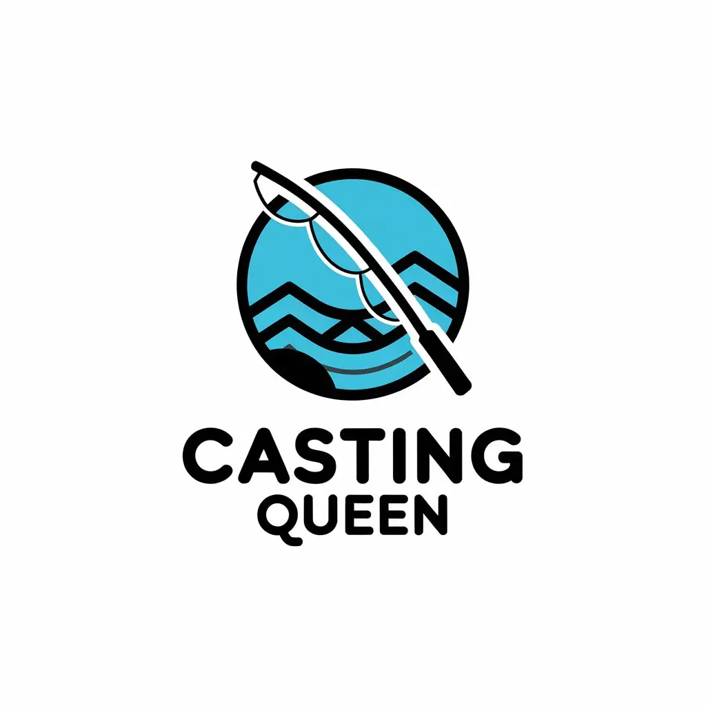 LOGO-Design-for-Casting-Queen-Fishing-Rod-Symbol-with-Travel-Industry-Appeal