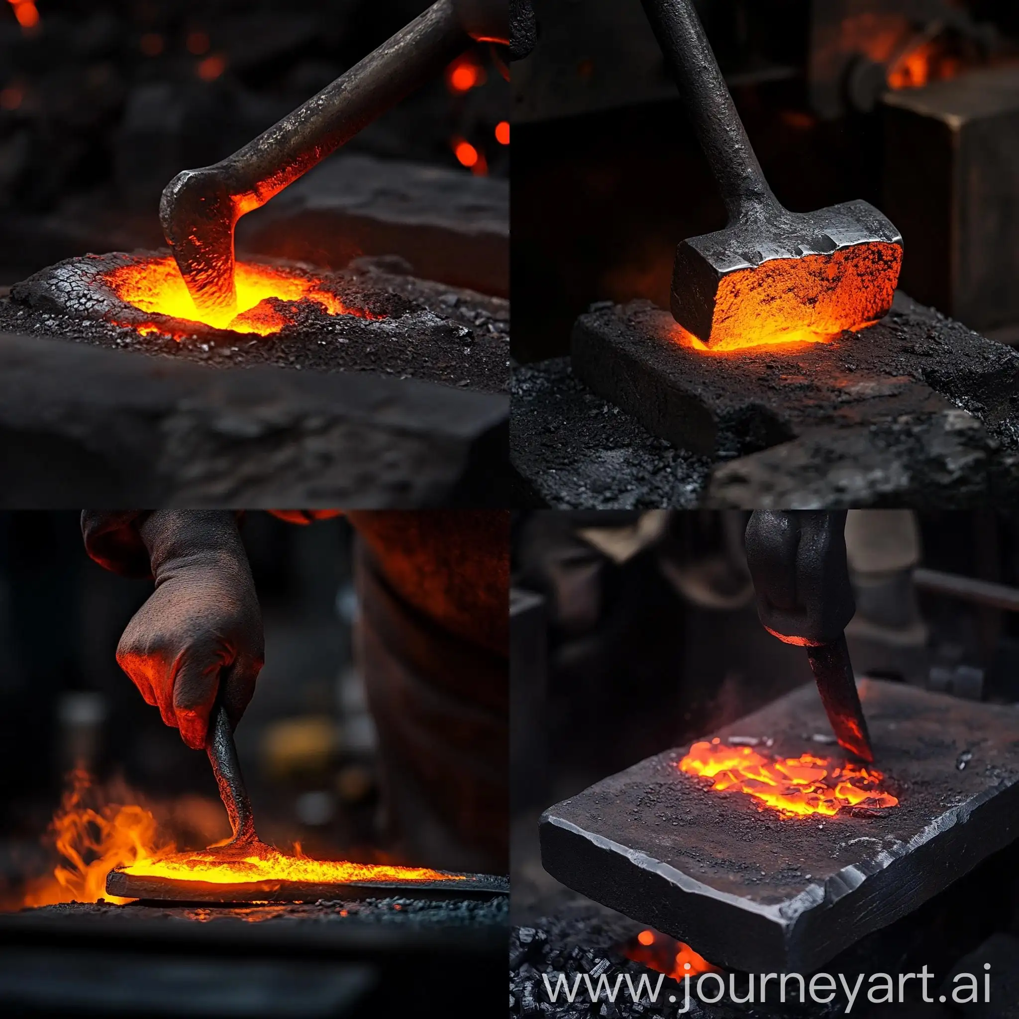 Blacksmith-Forging-Iron-in-Traditional-Workshop