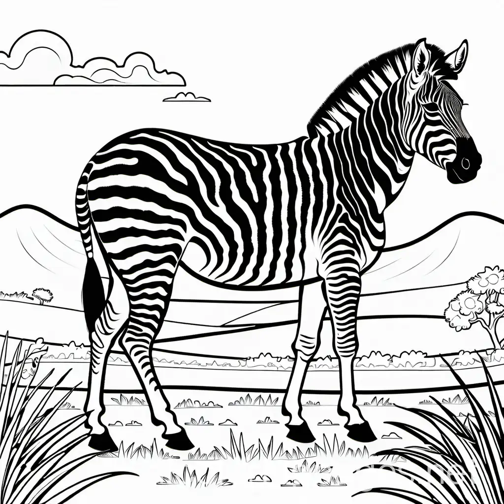 Zebra-on-African-Savannah-Coloring-Page