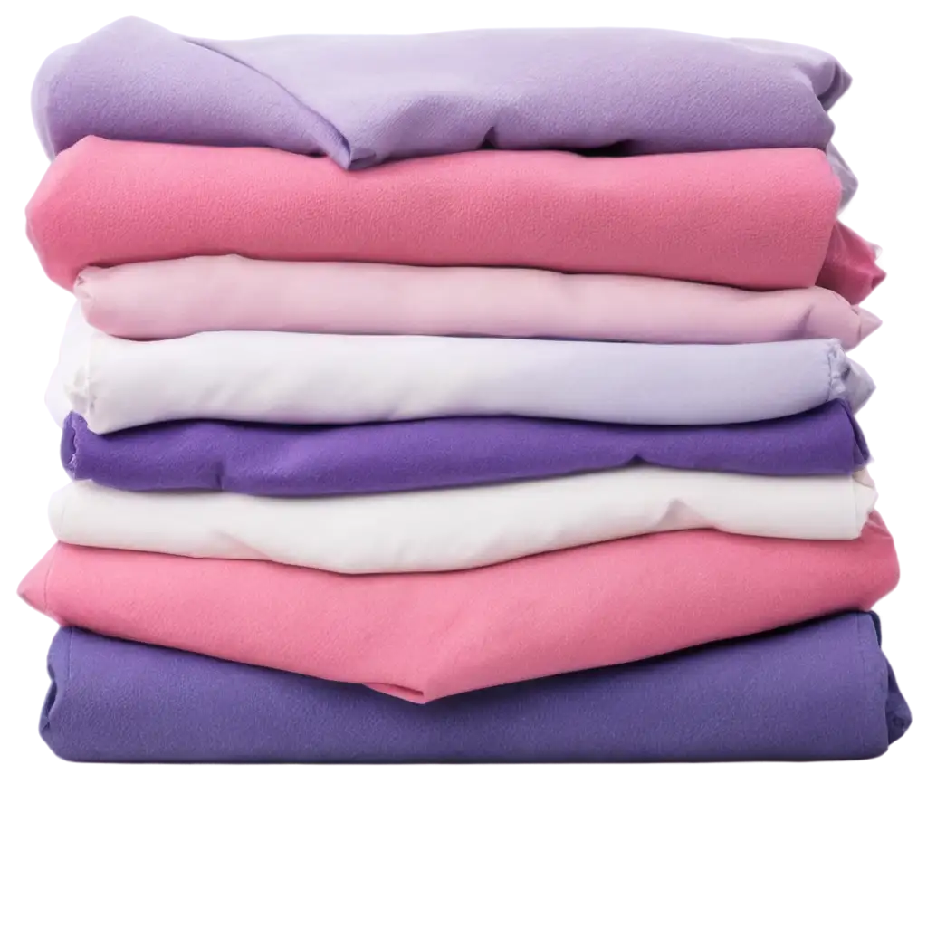 Vibrant-Stack-of-Laundry-Folded-Together-in-Pink-and-Purple-Tones-HighQuality-PNG-Image