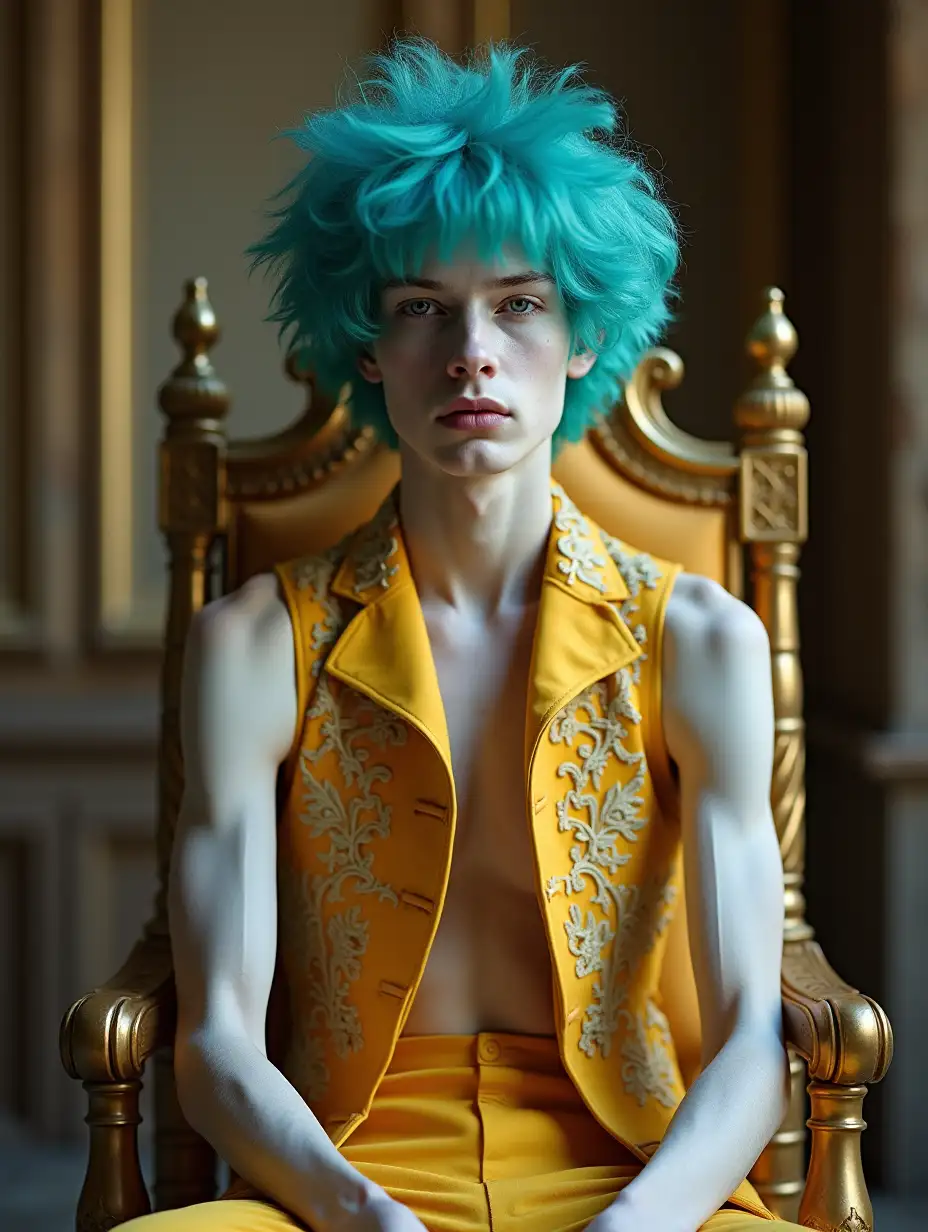 High Fashion Portrait of Androgynous Model in Baroque Castle