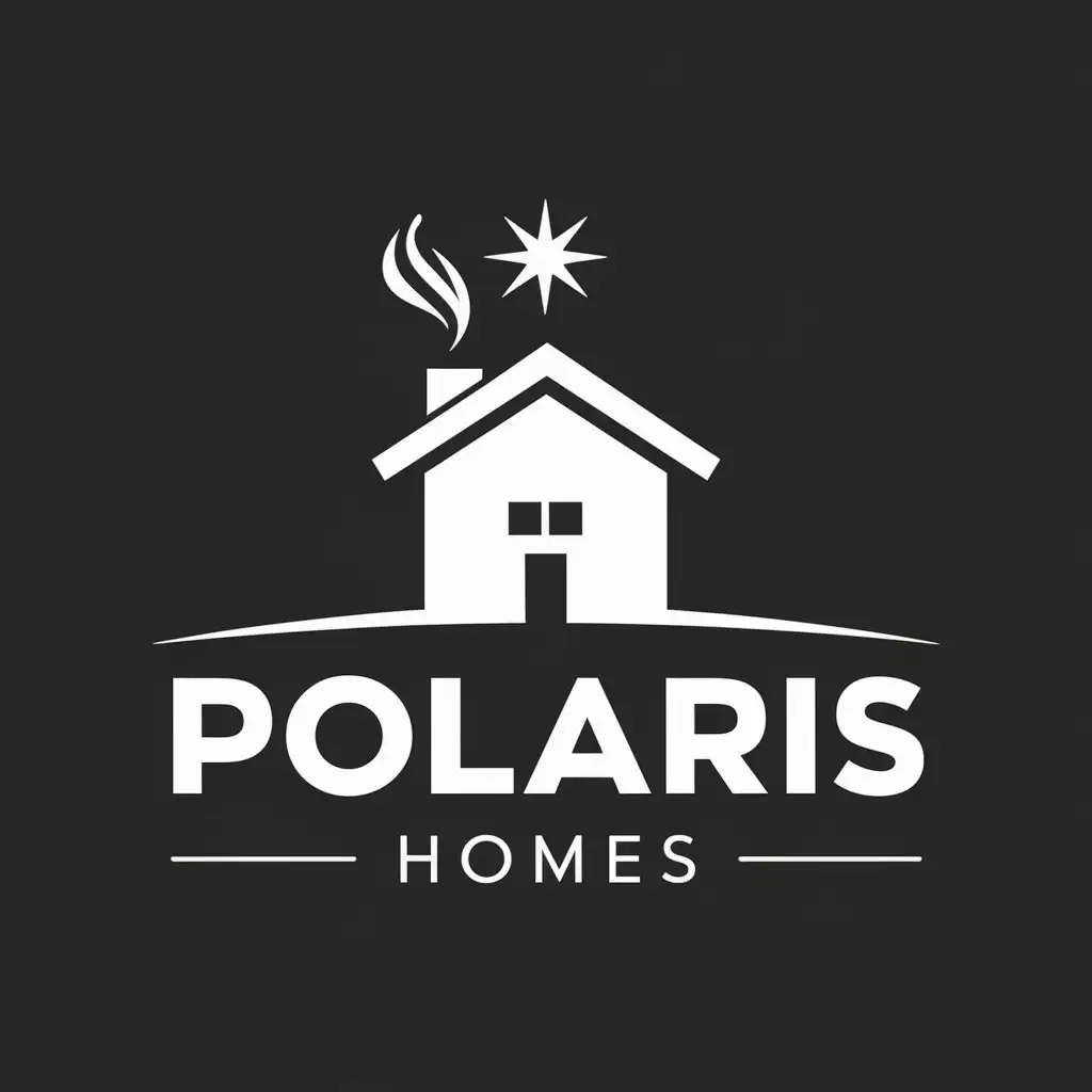 LOGO-Design-For-Polaris-Homes-Solid-House-with-Smoke-i-and-Polaris-Star