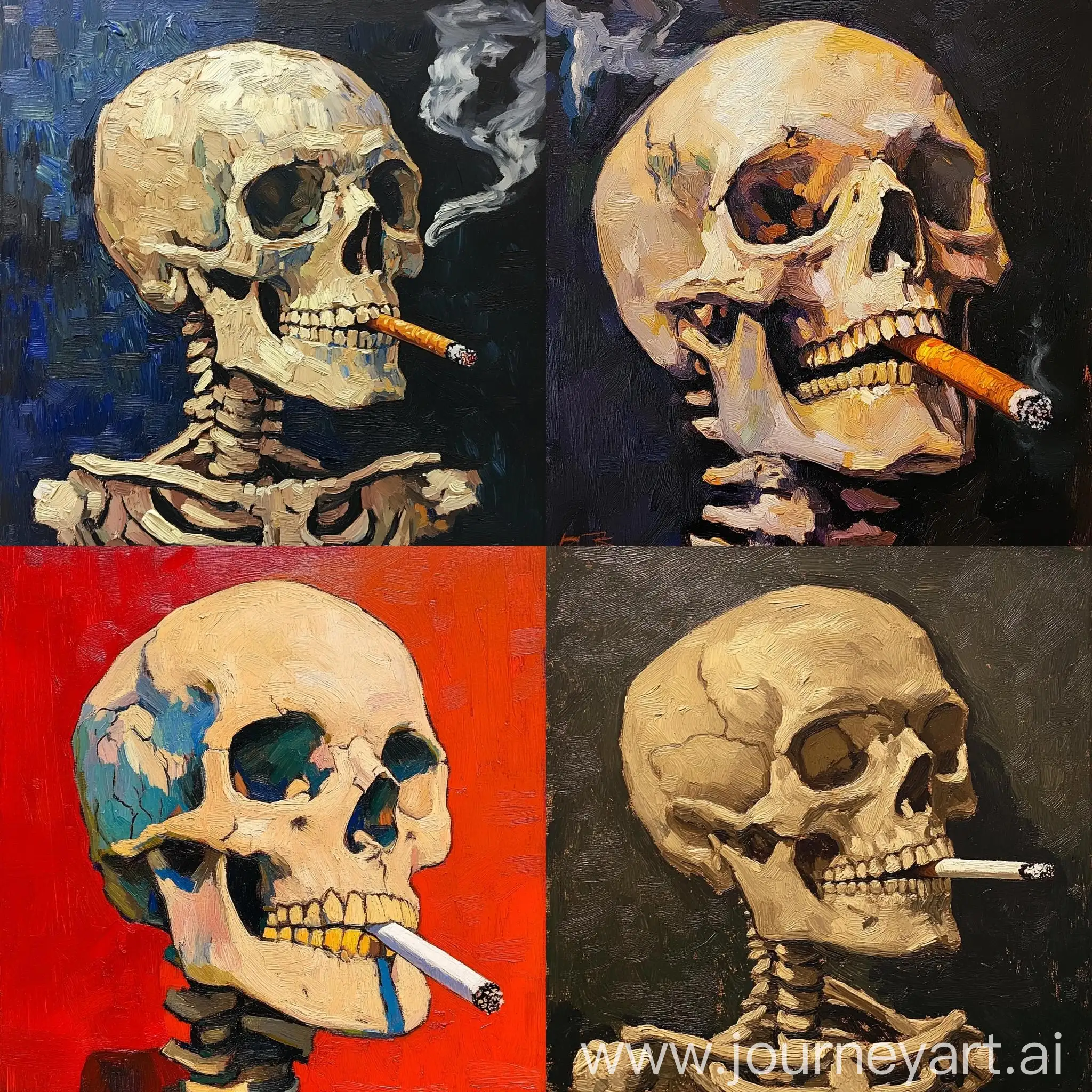 Skull-with-Cigarette-in-Van-Gogh-Style